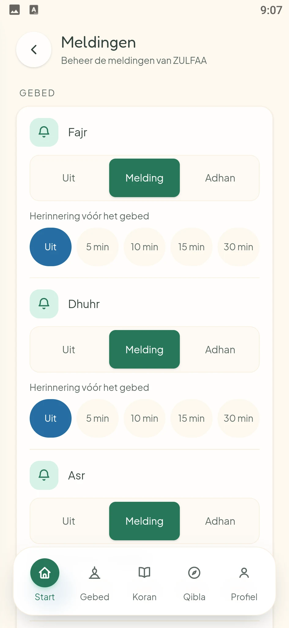 Schermafbeelding uit de ZULFAA-app: Meldingen